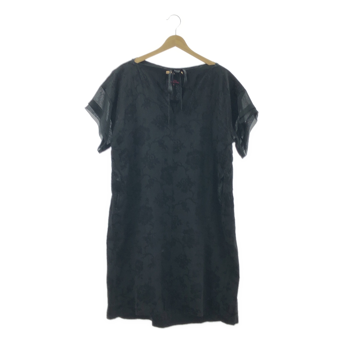 tricot COMME des GARCONS / トリココムデギャルソン レーヨン ジャガード フラワー バックギャザー リボン ワンピース