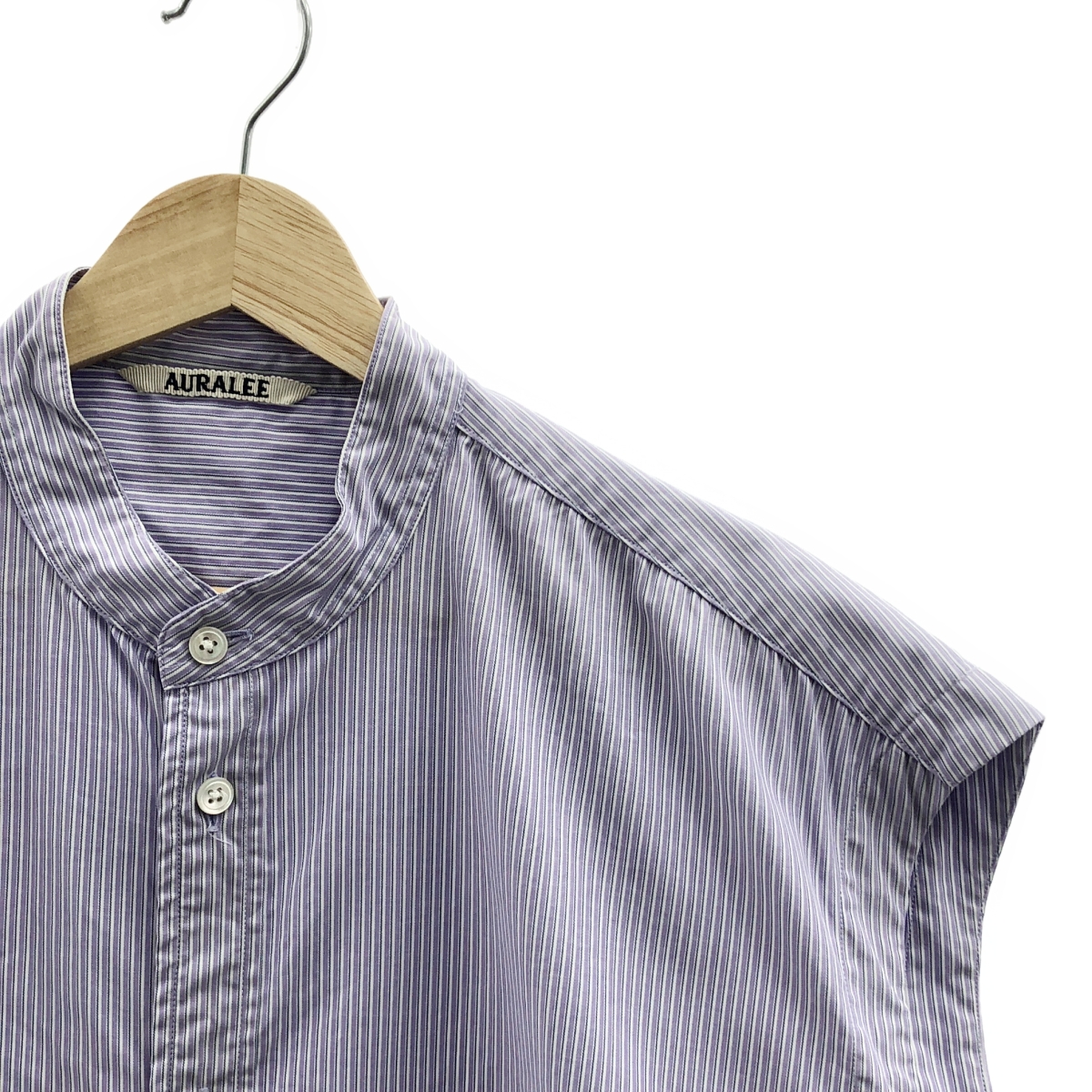 AURALEE / オーラリー WASHED FINX TWILL STRIPE SLEEVELESS SHIRTS ストライプ ノースリーブ シャツ