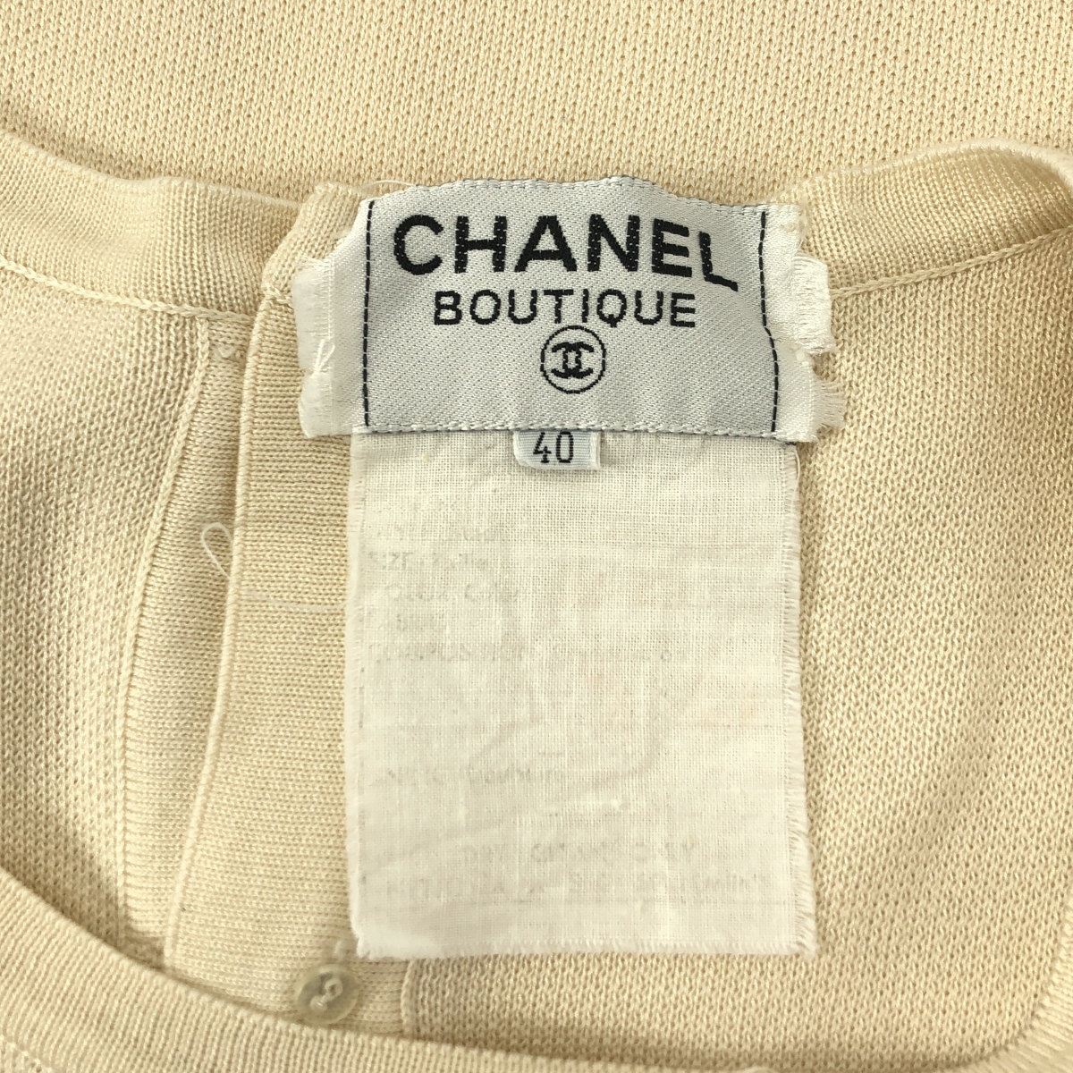 CHANEL / シャネル バック金ボタン 半袖 トリム ニット ワンピース