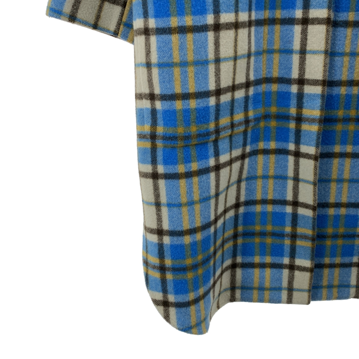 yori / ヨリ ノーカラー ウール チェックコート