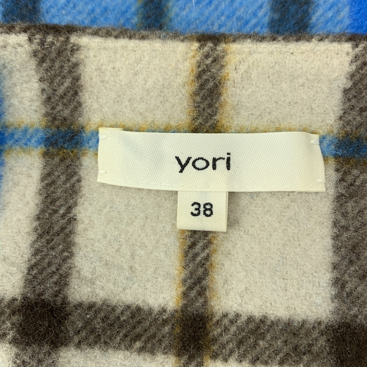 yori / ヨリ ノーカラー ウール チェックコート