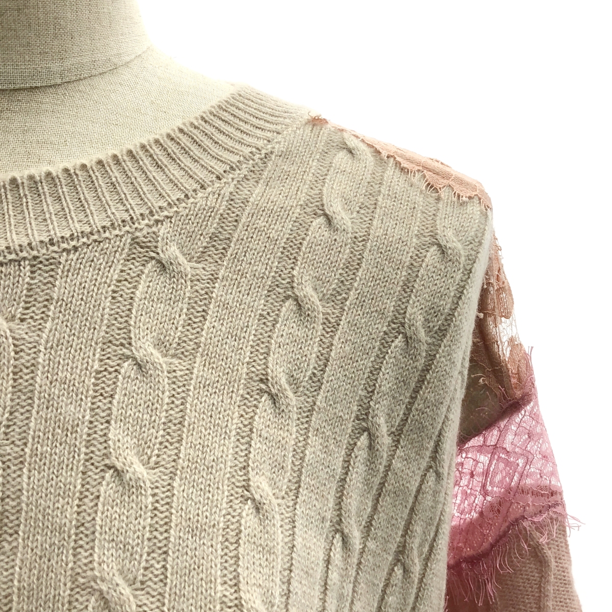 STELLA McCARTNEY / ステラマッカートニー レース切替 マルチカラー ウール ケーブルニット