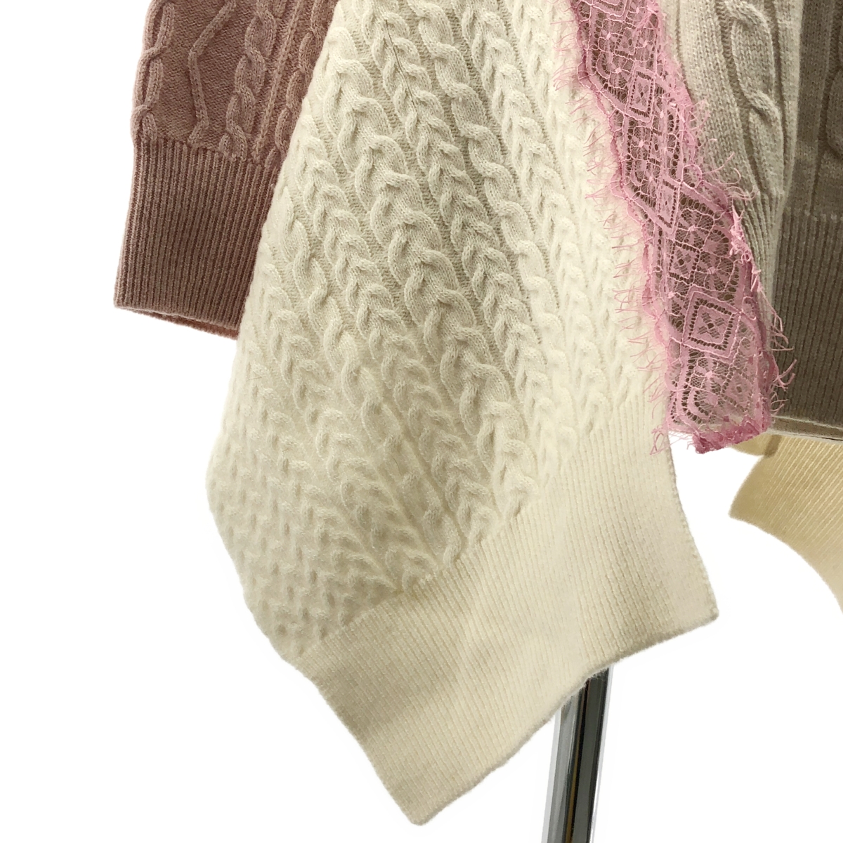 STELLA McCARTNEY / ステラマッカートニー レース切替 マルチカラー ウール ケーブルニット