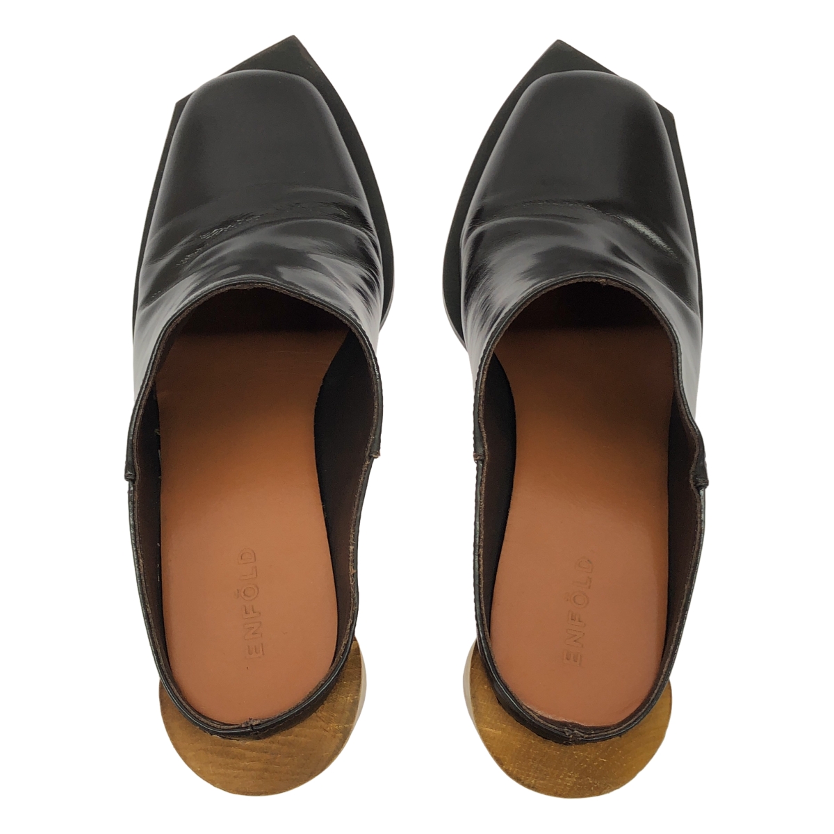 ENFOLD / エンフォルド チャンキーヒール ウッドミュール サンダル