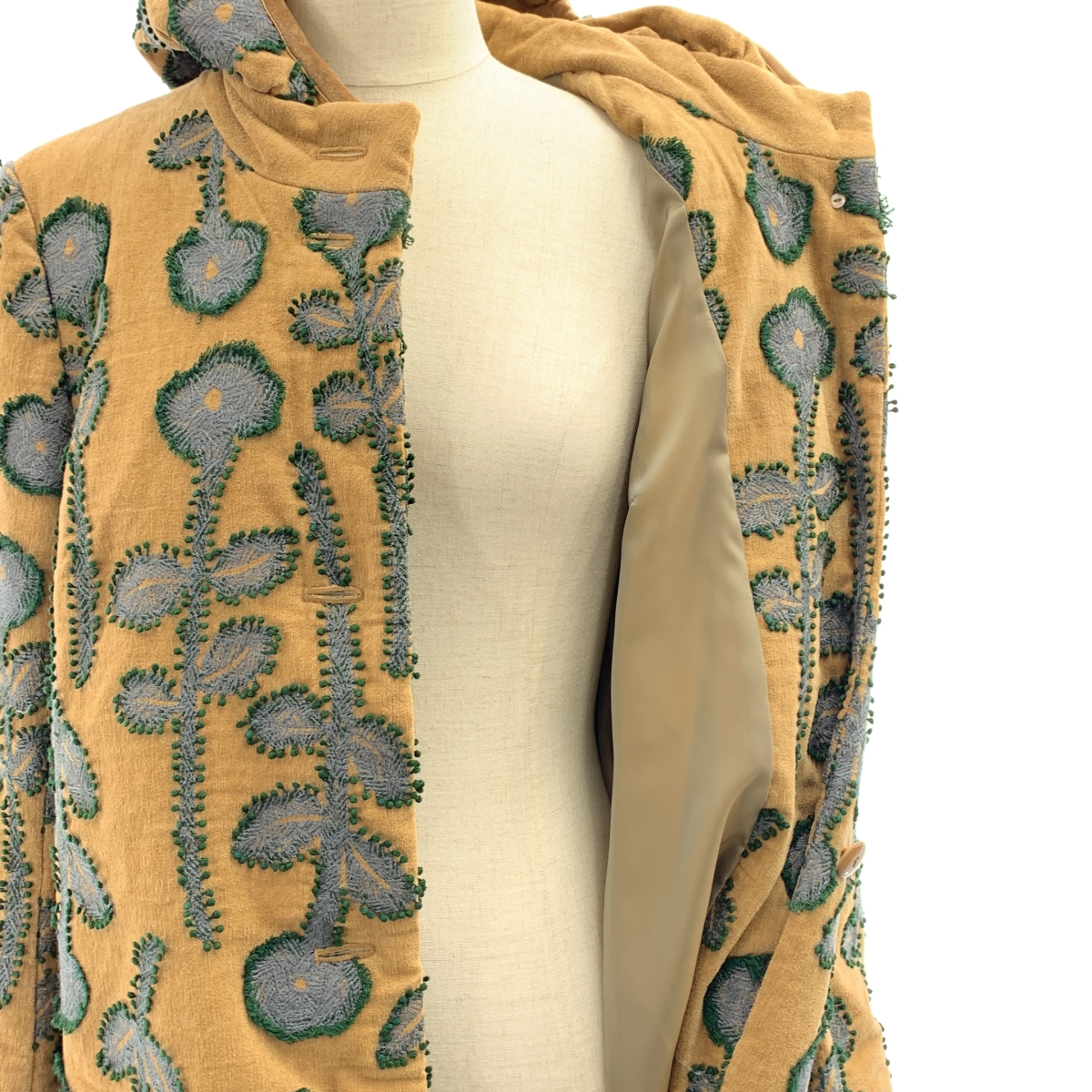 mina perhonen / ミナペルホネン forest garden 総柄 刺しゅう フーデッド ダウンコート