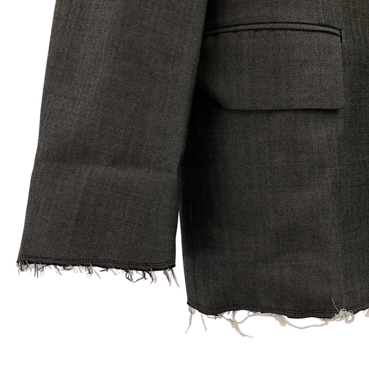 BLACK COMME des GARCONS / ブラックコムデギャルソン ウール カットオフ ヘリンボーン ジャケット