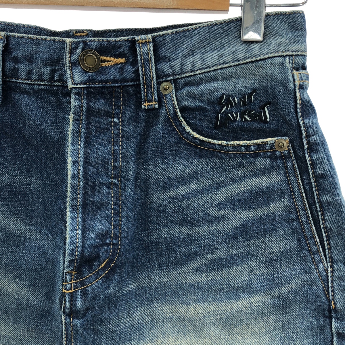 SAINT LAURENT / サンローラン エンブロイダリーロゴ ショート デニムパンツ