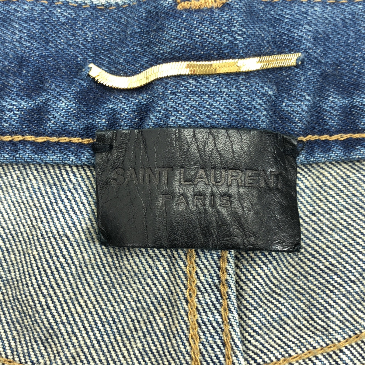 SAINT LAURENT / サンローラン エンブロイダリーロゴ ショート デニムパンツ