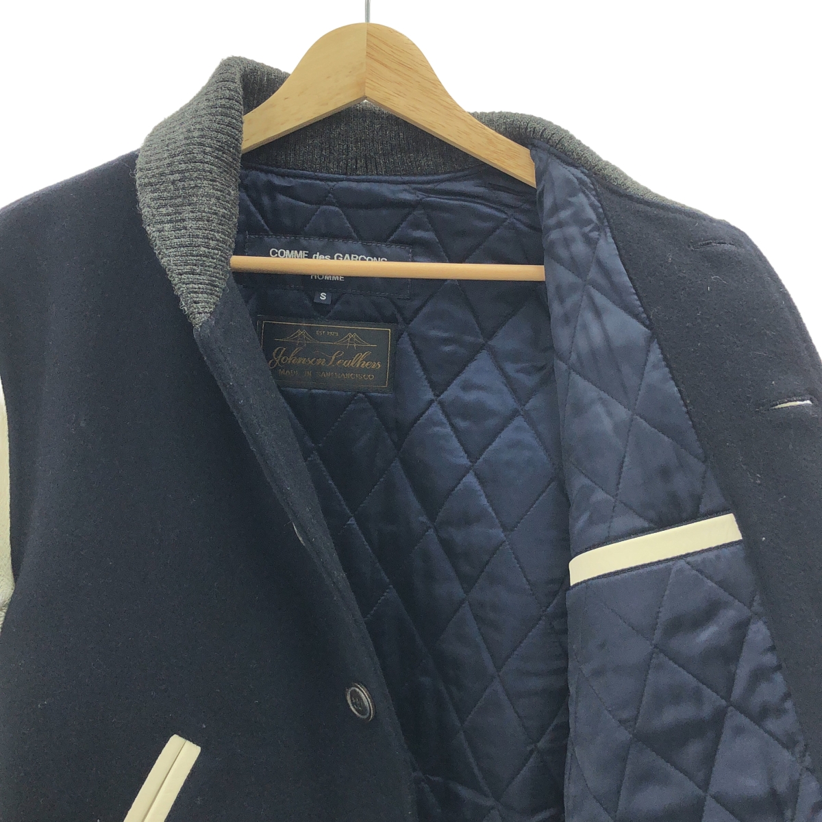 COMME des GARCONS HOMME / コムデギャルソンオム Johnson Leathers レザー切替 スタジャン ジャケット