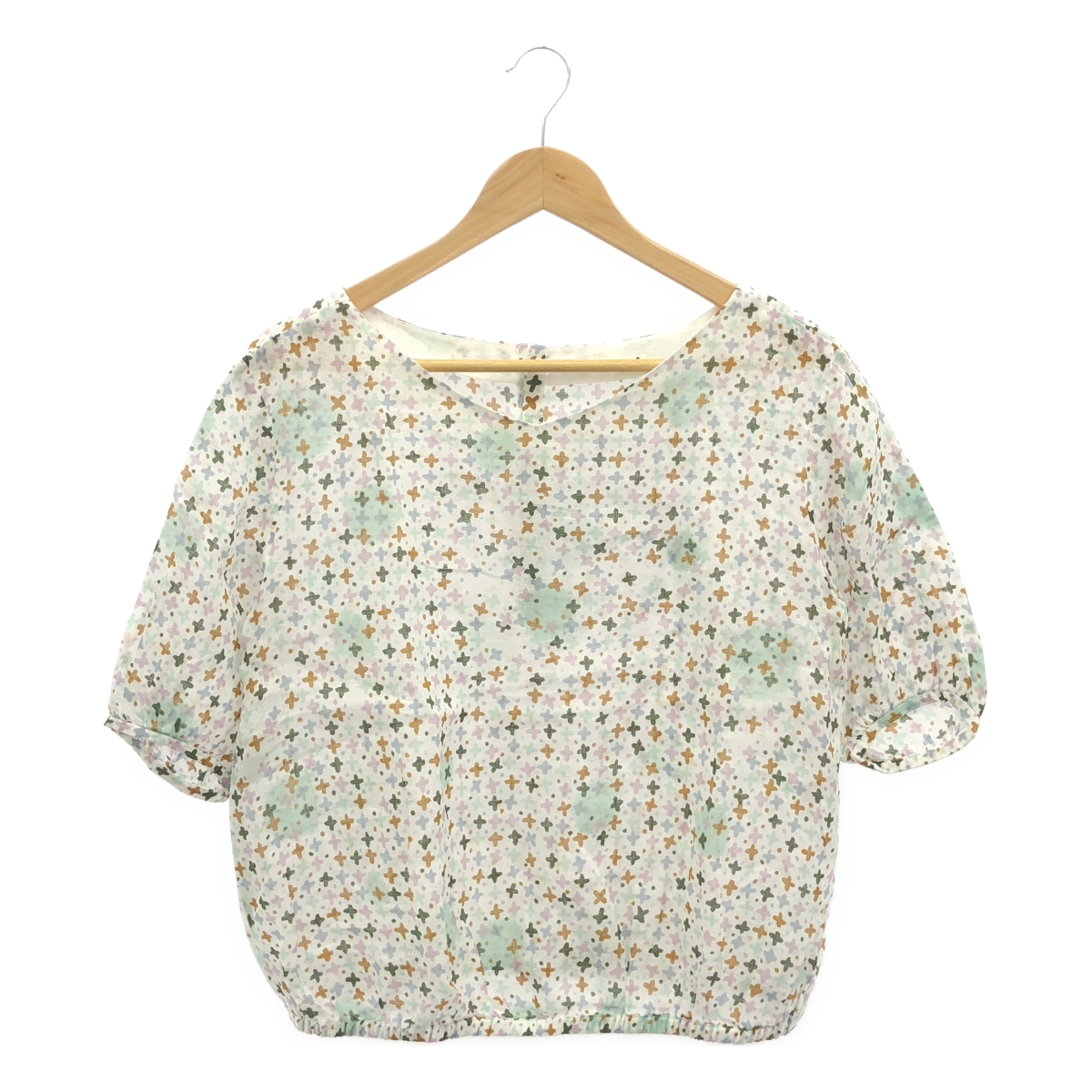 mina perhonen◆半袖ブラウス/38/コットン/ホワイト/ws1891/garden patchwork mina perhonen - 【美品】 mina perhonen / ミナペルホネン