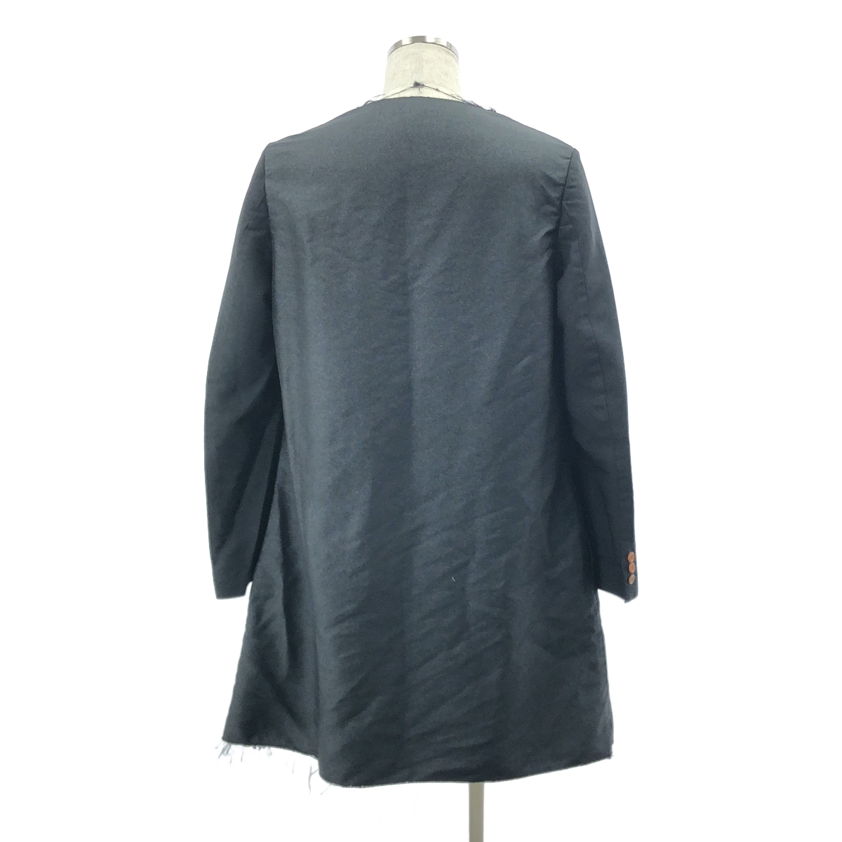 COMME des GARCONS HOMME PLUS / コムデギャルソンオムプリュス ポリエステル縮絨 断ち切り プルオーバー ロングジャケット ワンピース