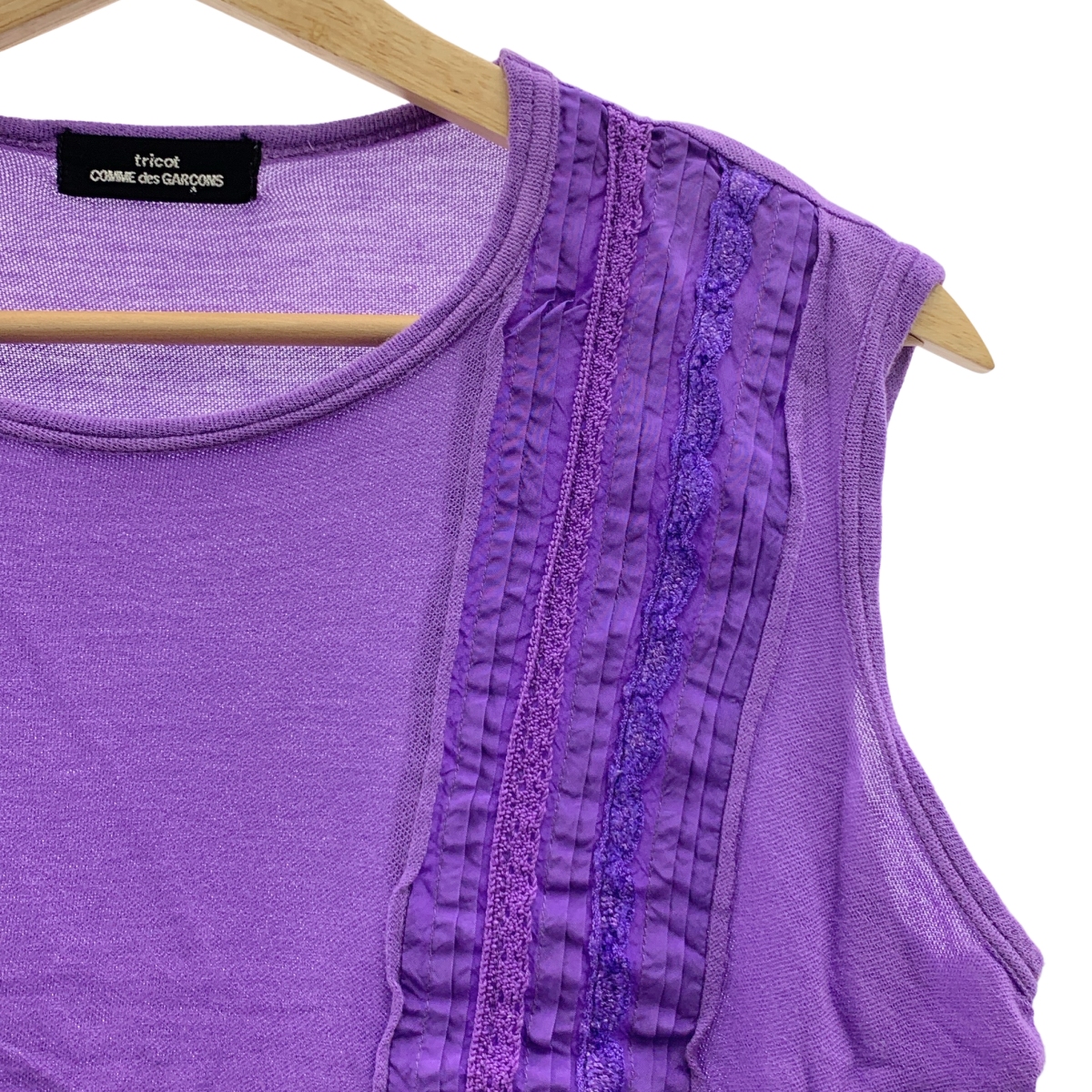 tricot COMME des GARCONS / トリココムデギャルソン キュプラ切替 ノースリーブ フリルブラウス