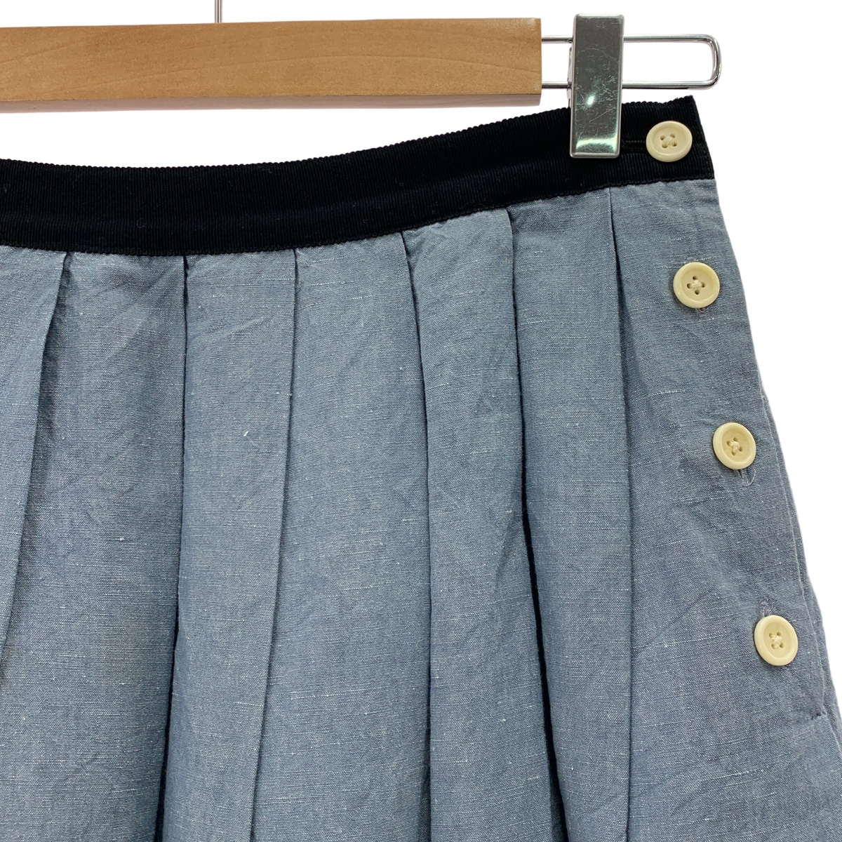 MARGARET HOWELL / マーガレットハウエル リネン サイドボタン プリーツ スカート