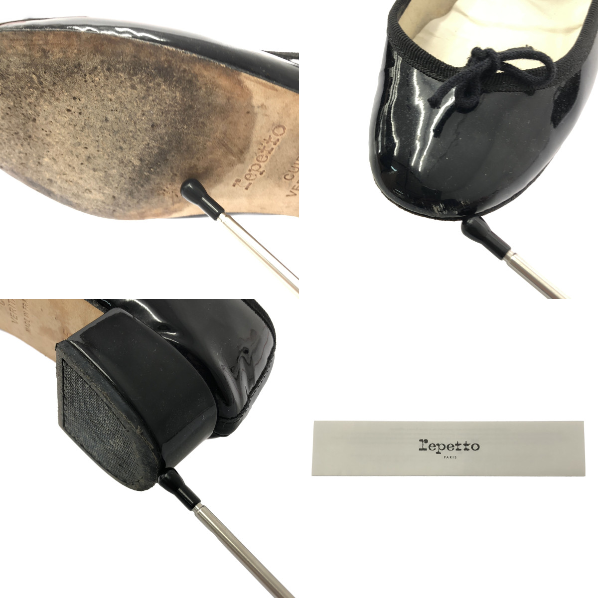 repetto / レペット パテントレザー リボン ヒール バレエシューズ