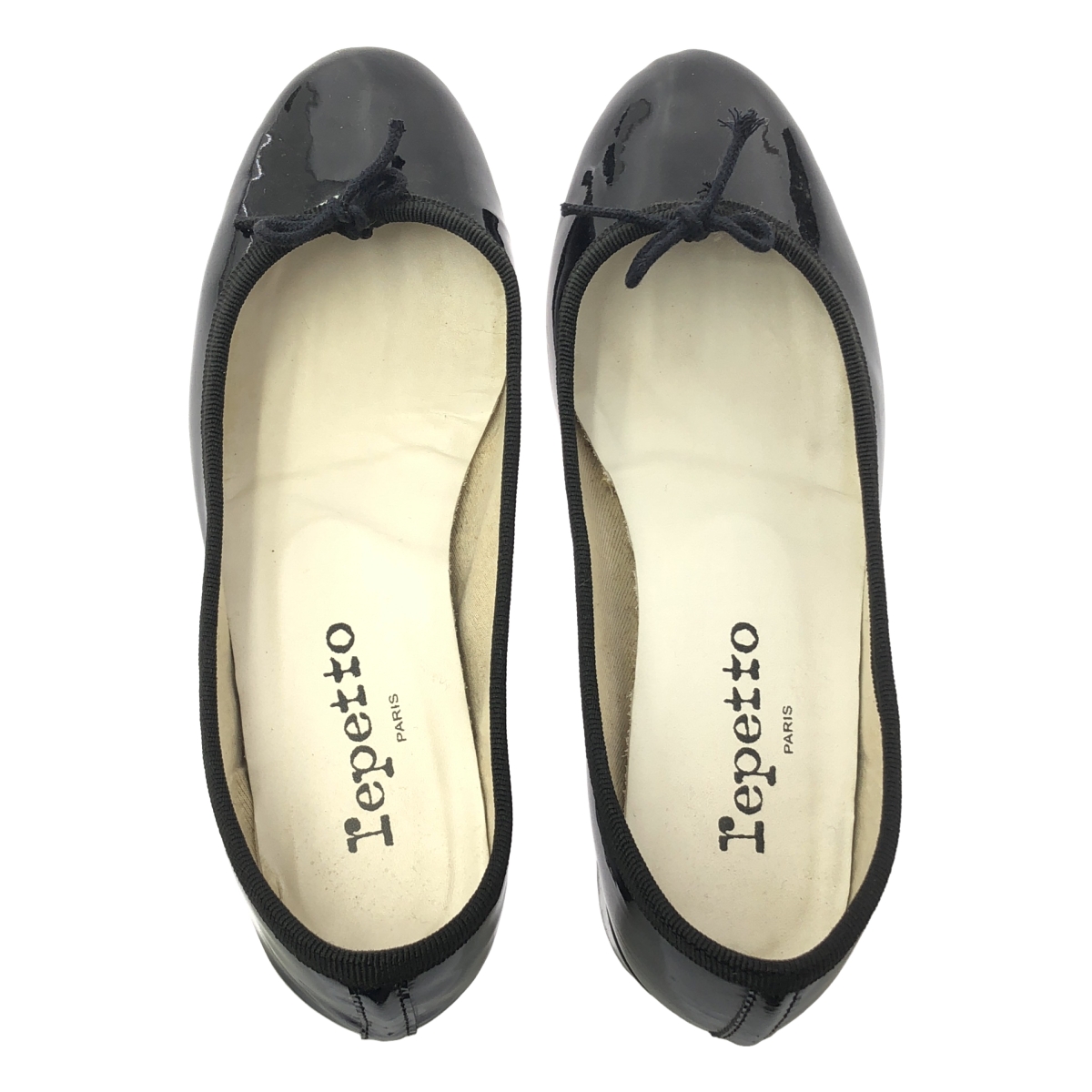 repetto / レペット パテントレザー リボン ヒール バレエシューズ