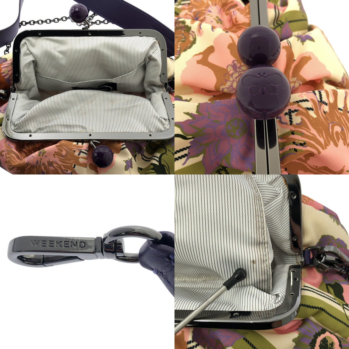 WEEKEND MAX MARA / ウィークエンドマックスマーラ twill pasticcino bag / 2way ショルダー付き 総柄 がま口 パスティチーノバッグ