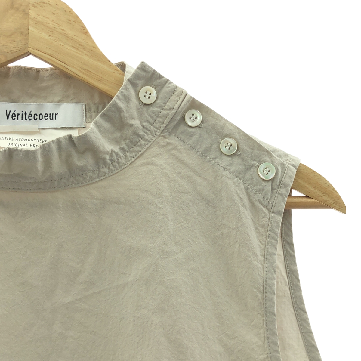 veritecoeur / ヴェリテクール コットン リネン サイドボタン ノースリーブ トップス