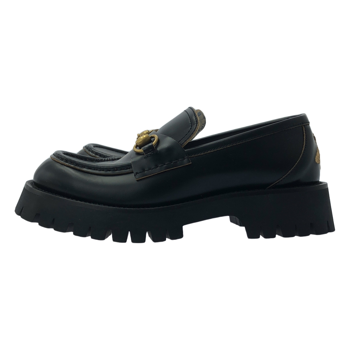 GUCCI / グッチ Forsebit Bee Loafer ビー / シャイニースムースレザー ホースビット ラグソール ローファ