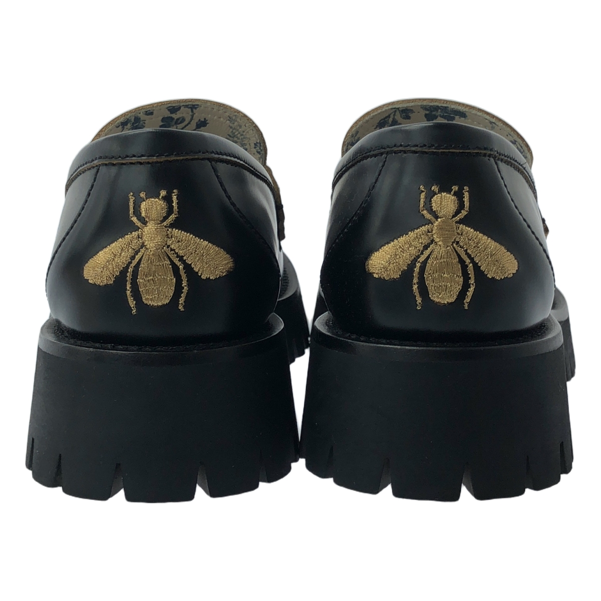 GUCCI / グッチ Forsebit Bee Loafer ビー / シャイニースムースレザー ホースビット ラグソール ローファ