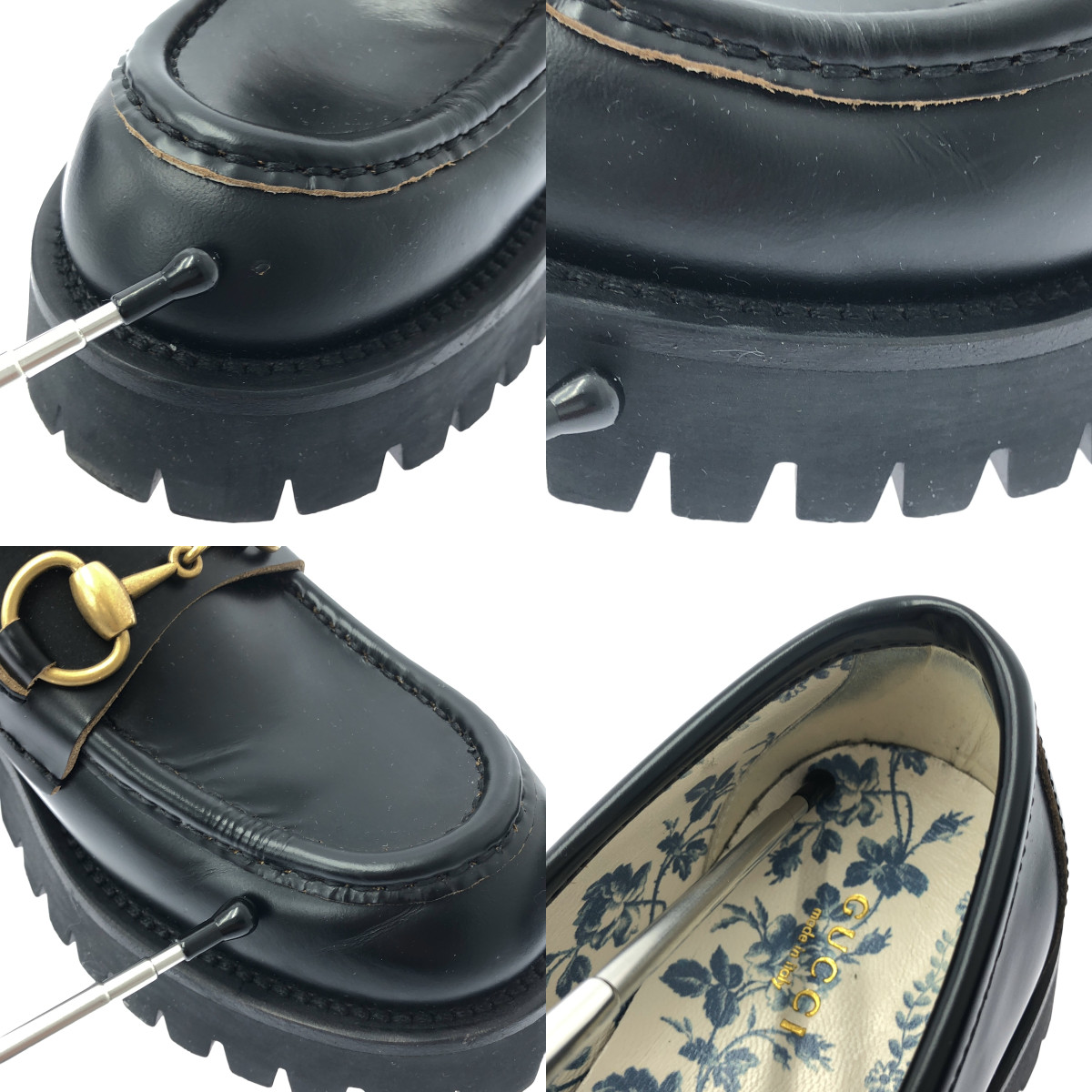 GUCCI / グッチ Forsebit Bee Loafer ビー / シャイニースムースレザー ホースビット ラグソール ローファ