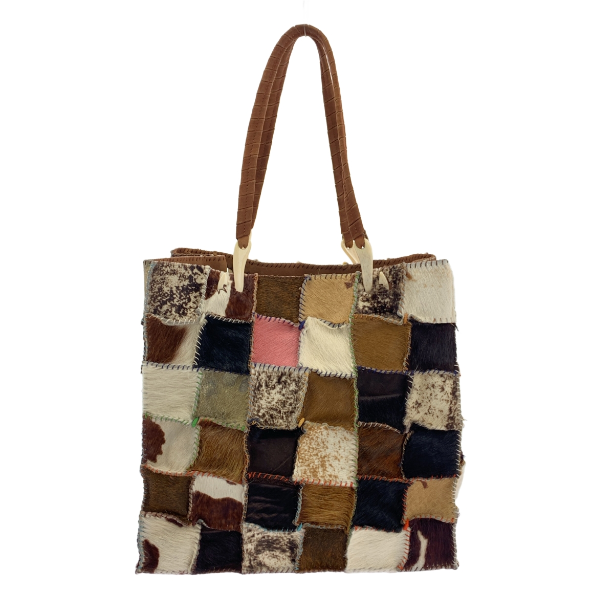 JAMIN PUECH / ジャマンピエッシュ ハラコ レザー パッチワーク ショルダーバッグ