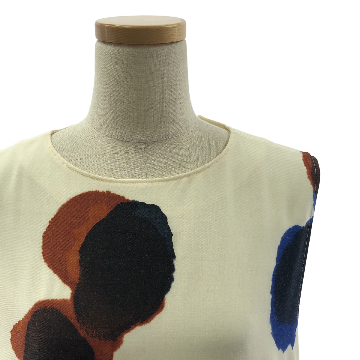 Y's / ワイズヨウジヤマモト WOOL VIYELLA BLURRY S DOT PRINT BACK SLIT DRAPE DRESS ノースリーブ ウール ワンピース