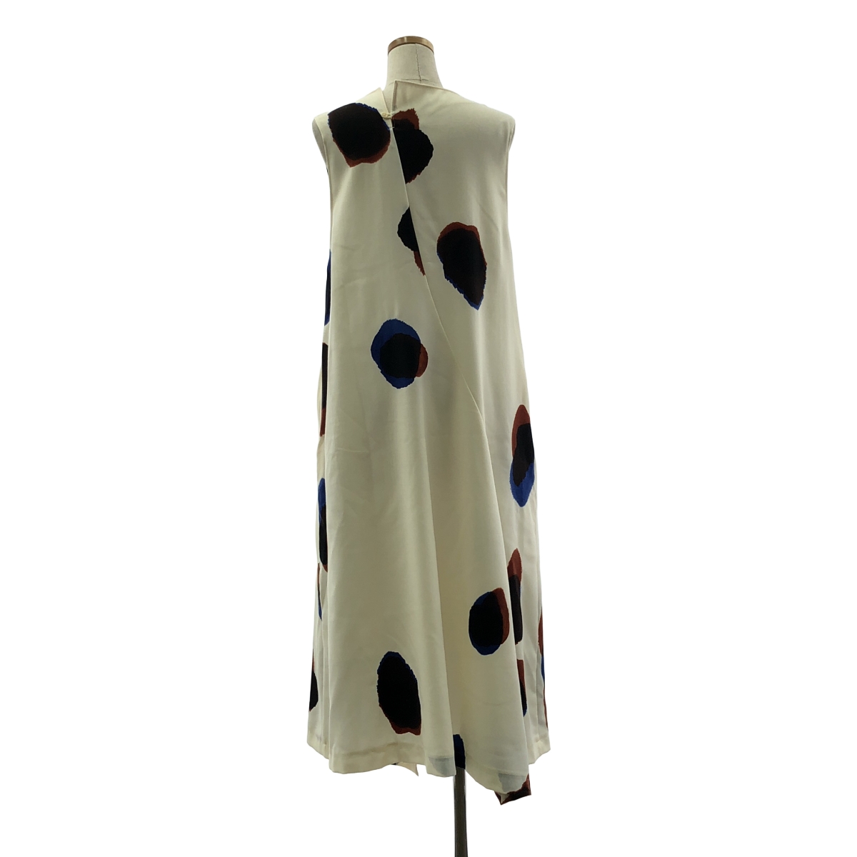 Y's / ワイズヨウジヤマモト WOOL VIYELLA BLURRY S DOT PRINT BACK SLIT DRAPE DRESS ノースリーブ ウール ワンピース