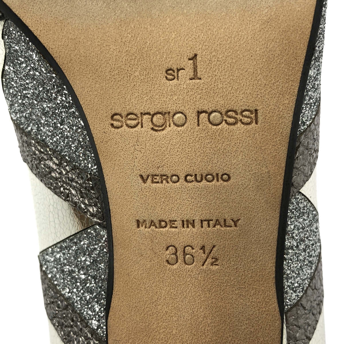 sergio rossi / セルジオロッシ sr1 ポインテッドトゥ メタリック パッチワーク プレート パンプス