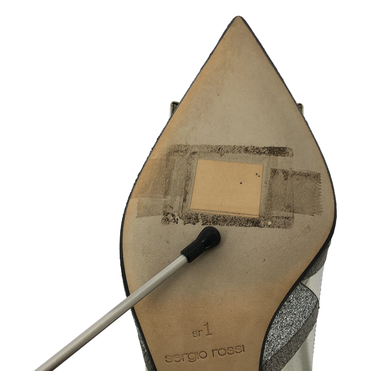 sergio rossi / セルジオロッシ sr1 ポインテッドトゥ メタリック パッチワーク プレート パンプス