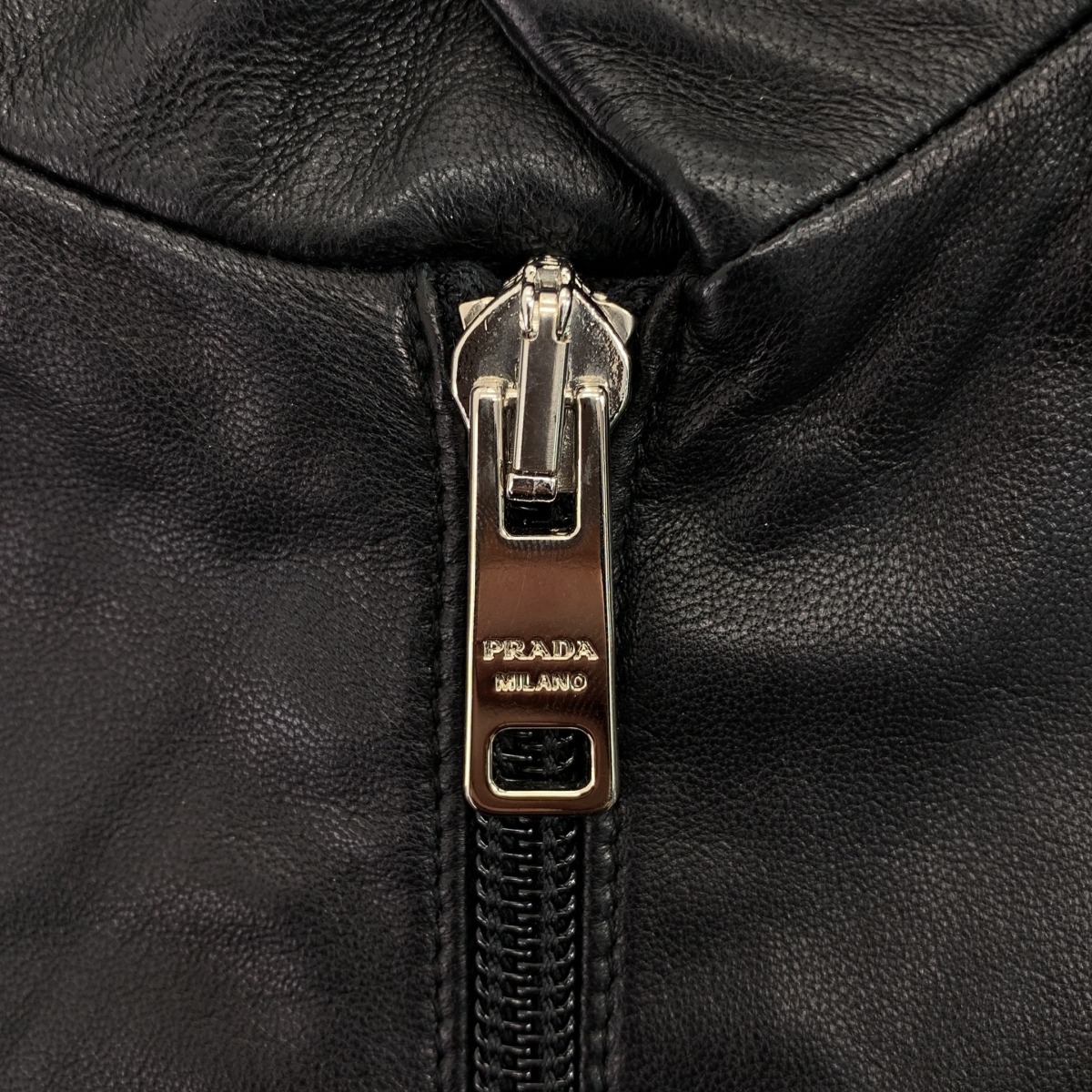 PRADA / プラダ 羊革 ラムレザー ジップ ジャケット ブルゾン / 総裏地