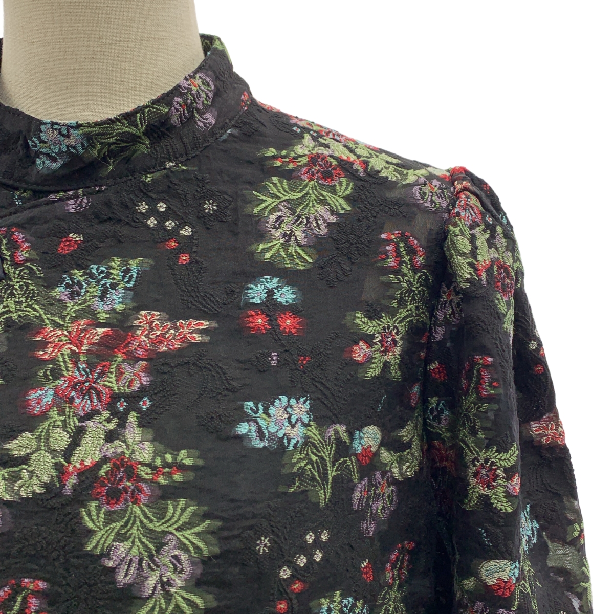 noir kei ninomiya / ノワールケイニノミヤ 総柄 ジャガード チャイナ ジャケット / チュール総裏地