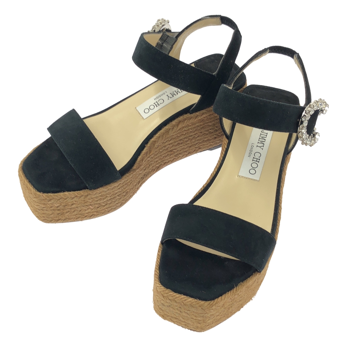 JimmyChoo スリングバック ウェッジ サンダル MIRABELLE 70 ミラベル ビジュー装飾 スリングバック ウェッジ