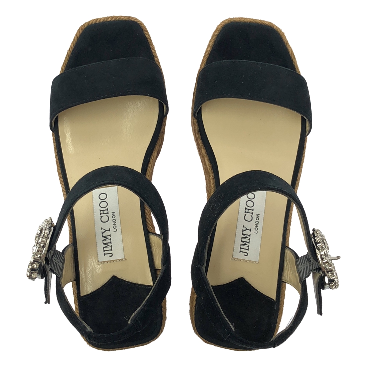 JIMMY CHOO / ジミーチュウ MIRABELLE 70 ミラベル ビジュー装飾 スリングバック ウェッジソールサンダル