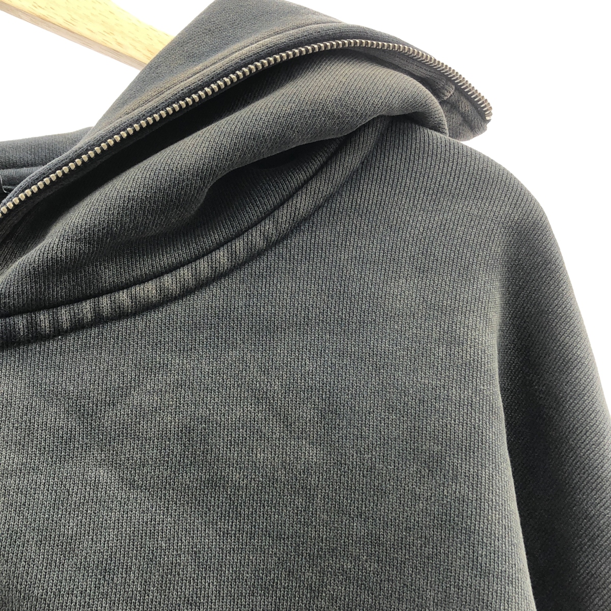 その他 Washed Black full zip cropped 裏起毛 フーディ パーカー