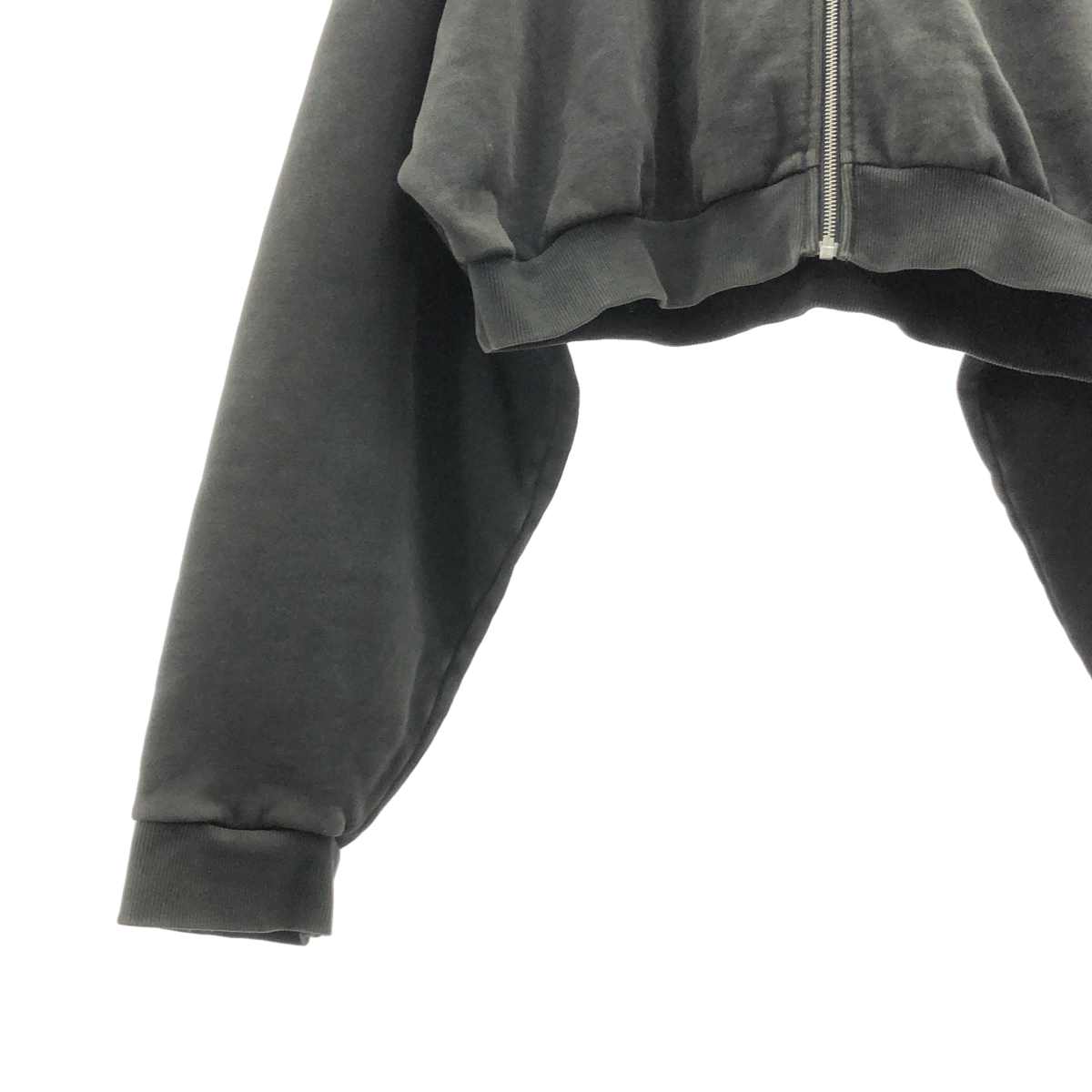 その他 Washed Black full zip cropped 裏起毛 フーディ パーカー