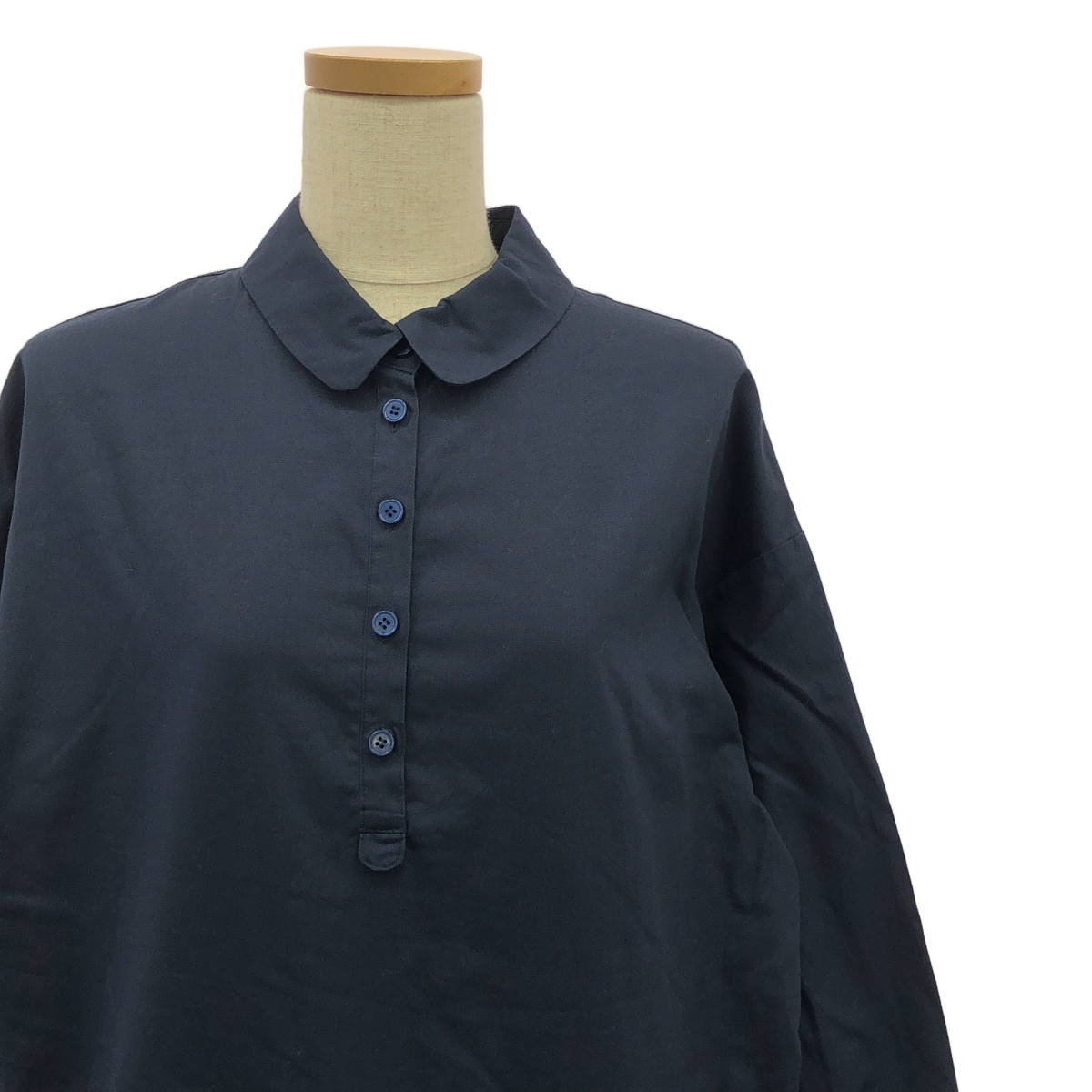 休日と詩 / キュウジツトウタ ラウンドカラー コットン シャツワンピース