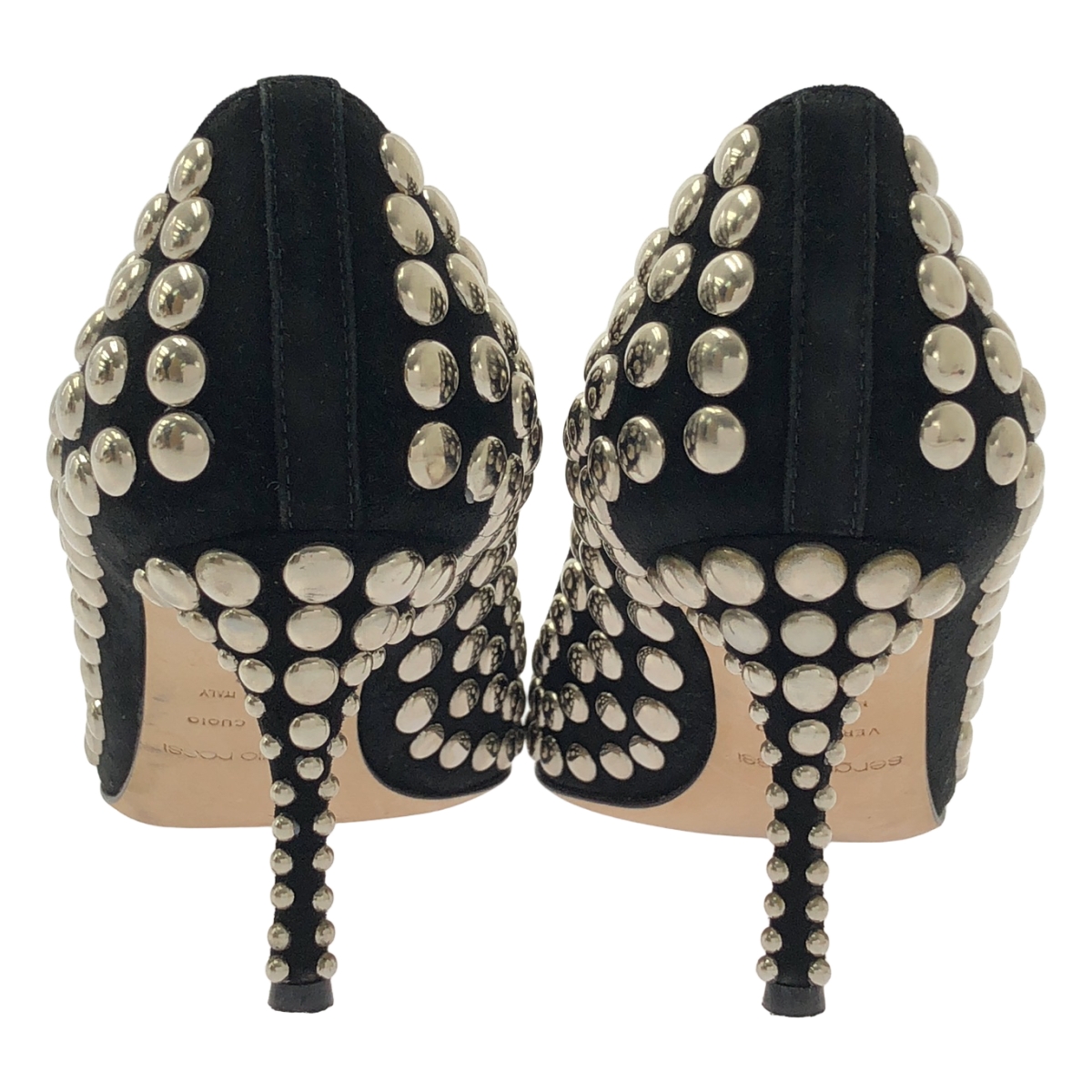 sergio rossi / セルジオロッシ レザー スタッズ 装飾 ポインテッドトゥ ヒール パンプス