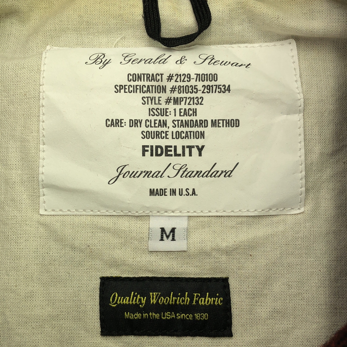 FIDELITY / フィデリティ JOURNAL STANDARD別注 チェック ウール CPO ジャケット