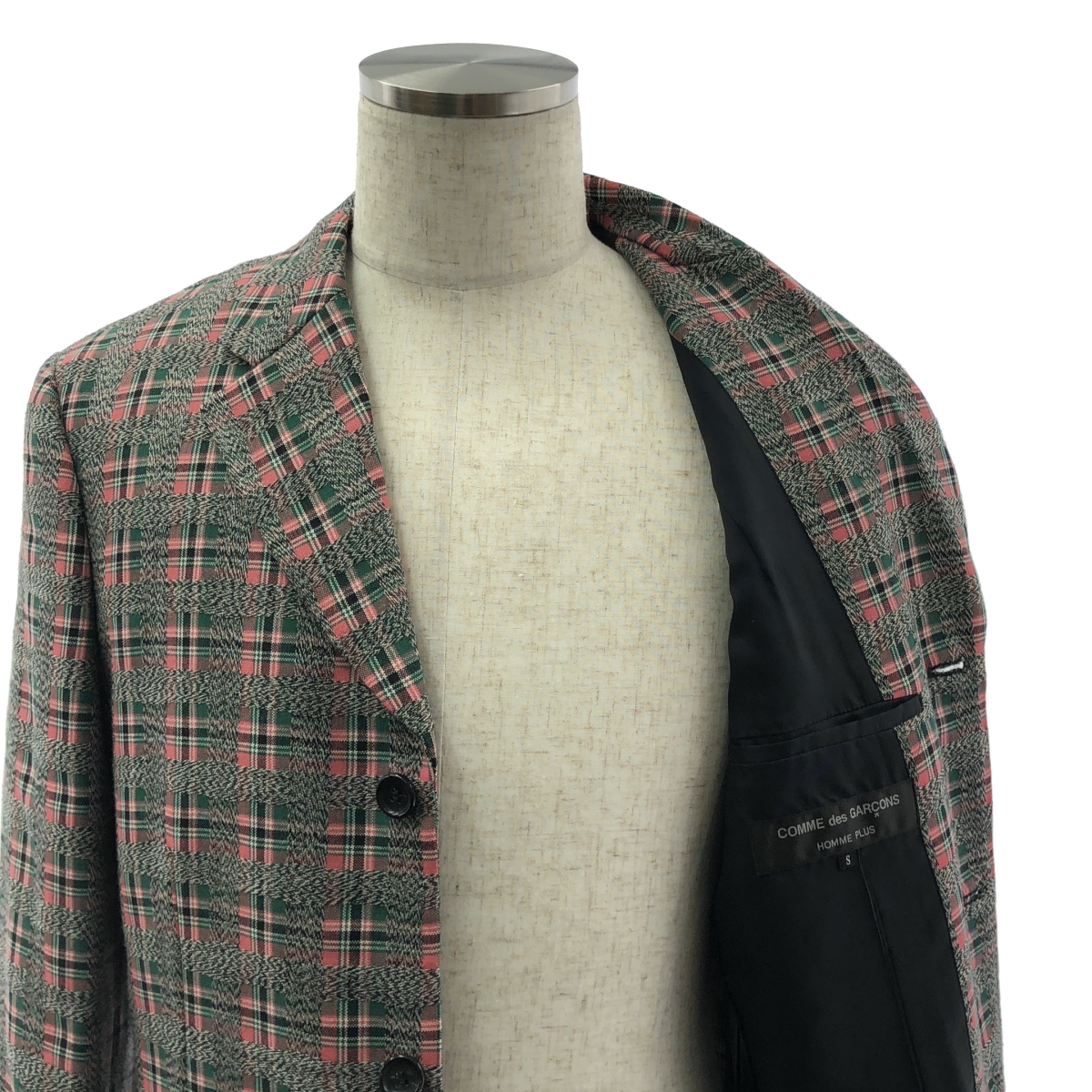 COMME des GARCONS HOMME PLUS / コムデギャルソンオムプリュス 背面カットデザイン ウール チェック チェスターコート