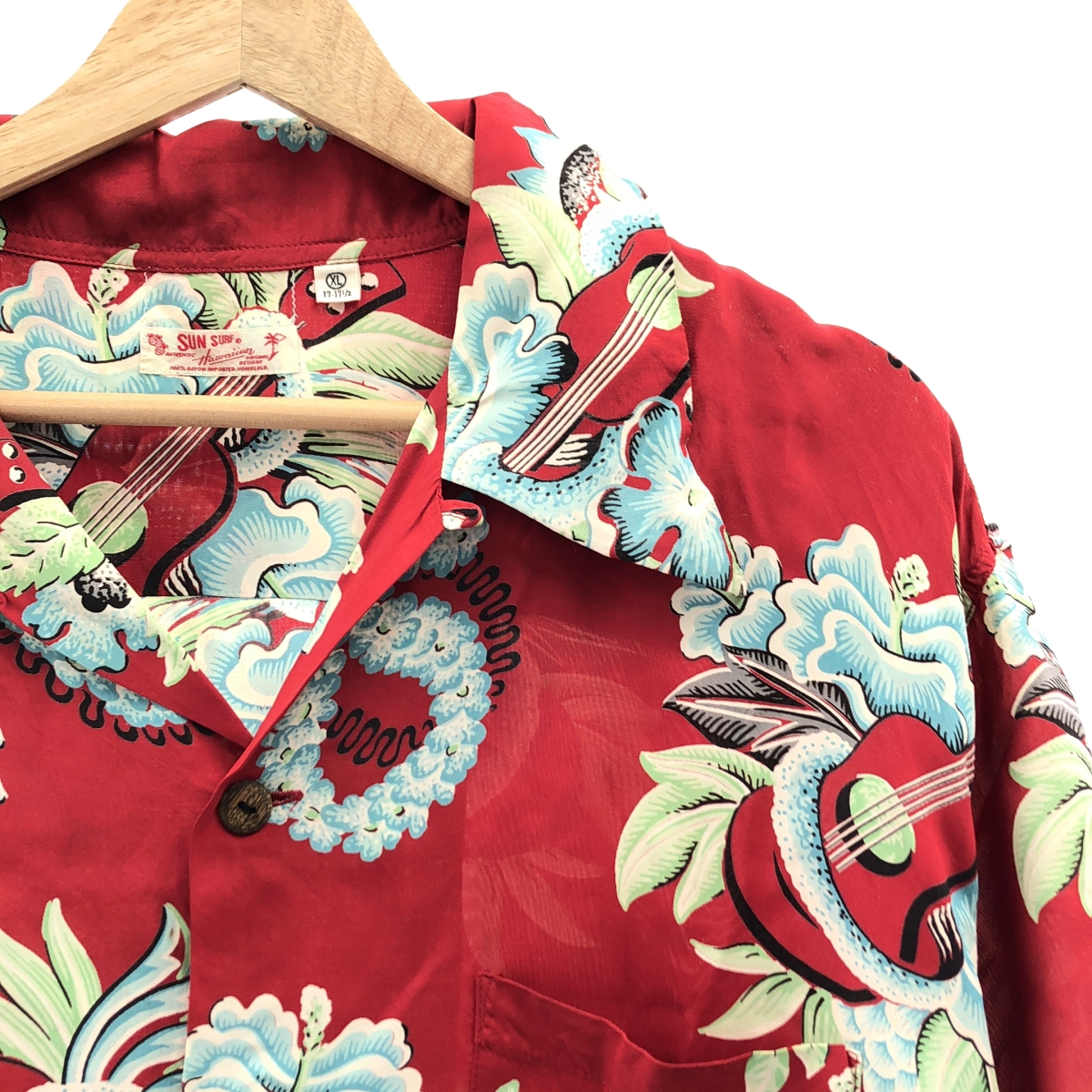 SUN SURF / サンサーフ レーヨン 総柄 ウクレレ オープンカラー アロハシャツ
