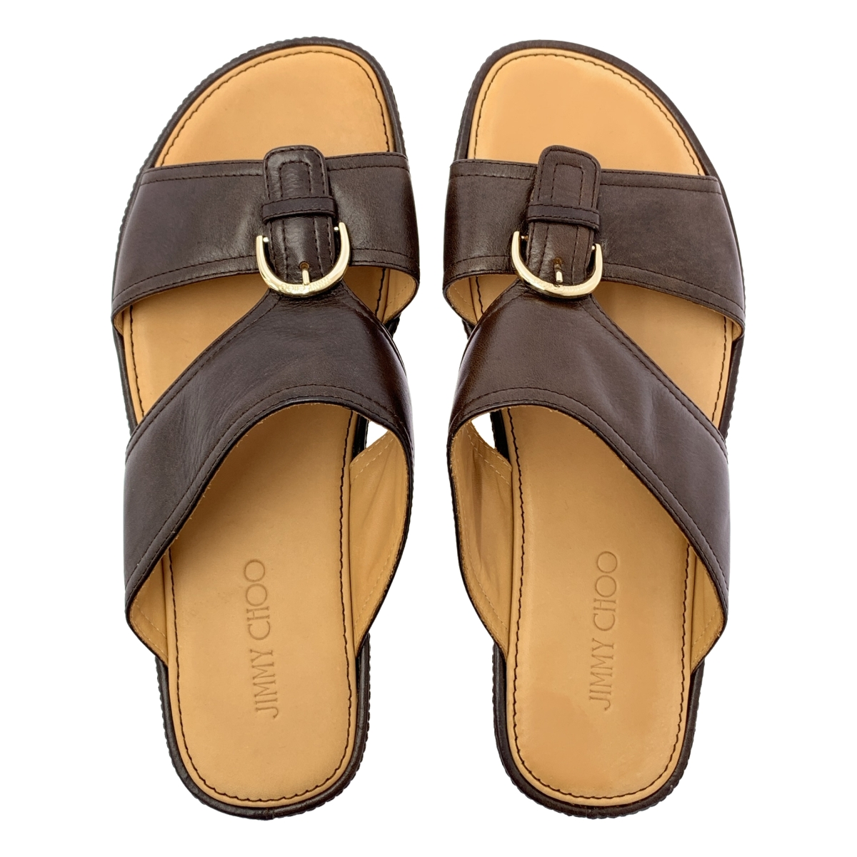 JIMMY CHOO / ジミーチュウ バックルデザイン レザー サンダル