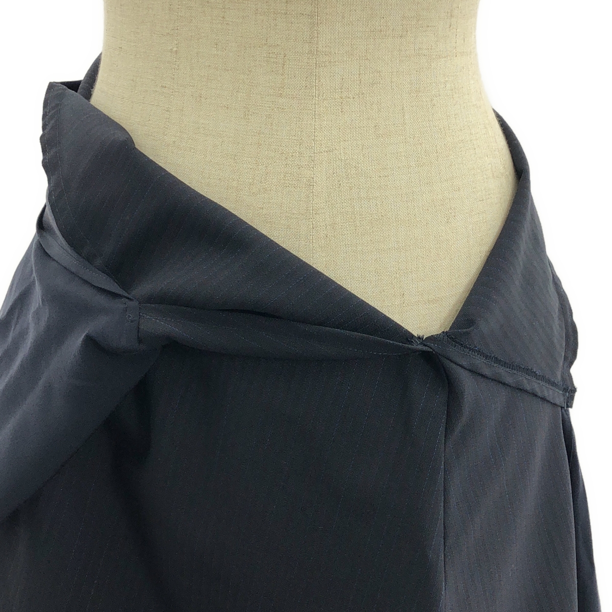 YOHJI YAMAMOTO +NOIR / ヨウジヤマモトプリュスノアール ストライプ 異素材 ロングスカート