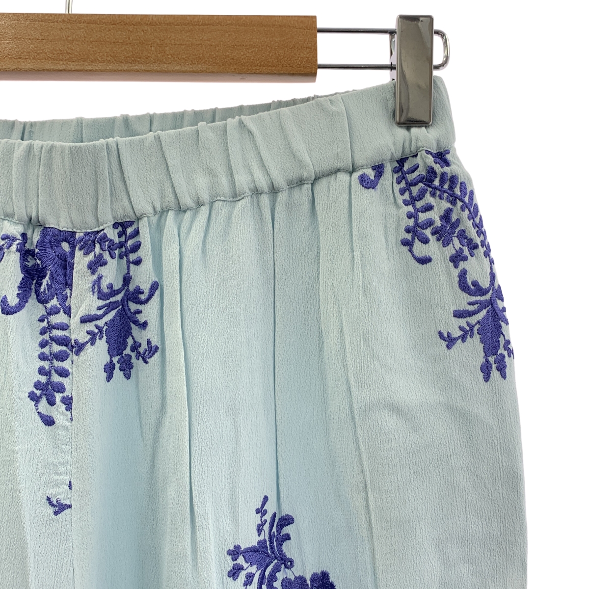 ne Quittez pas / ヌキテパ Moss Rayon Lupinus Embroidery Pants エンブロイダリー イージー パンツ