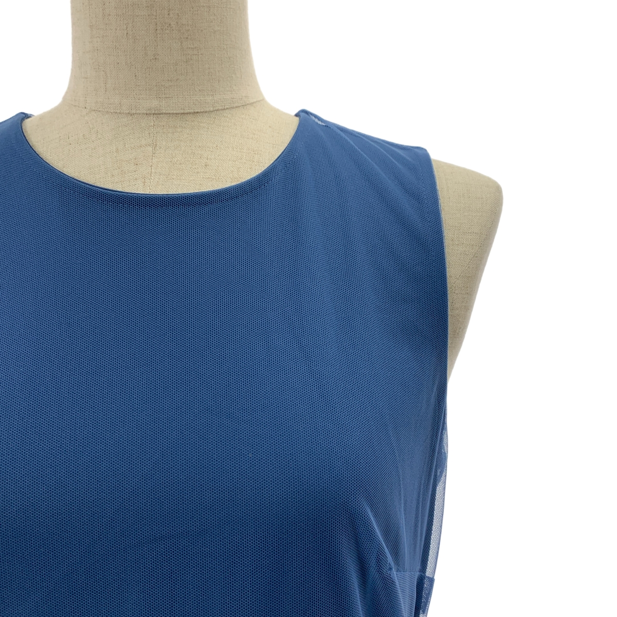 その他 フリル チュール ウエスト切替 ノースリーブワンピース