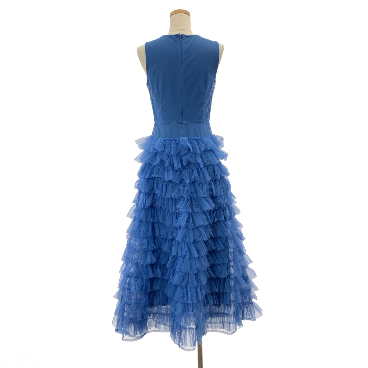 その他 フリル チュール ウエスト切替 ノースリーブワンピース