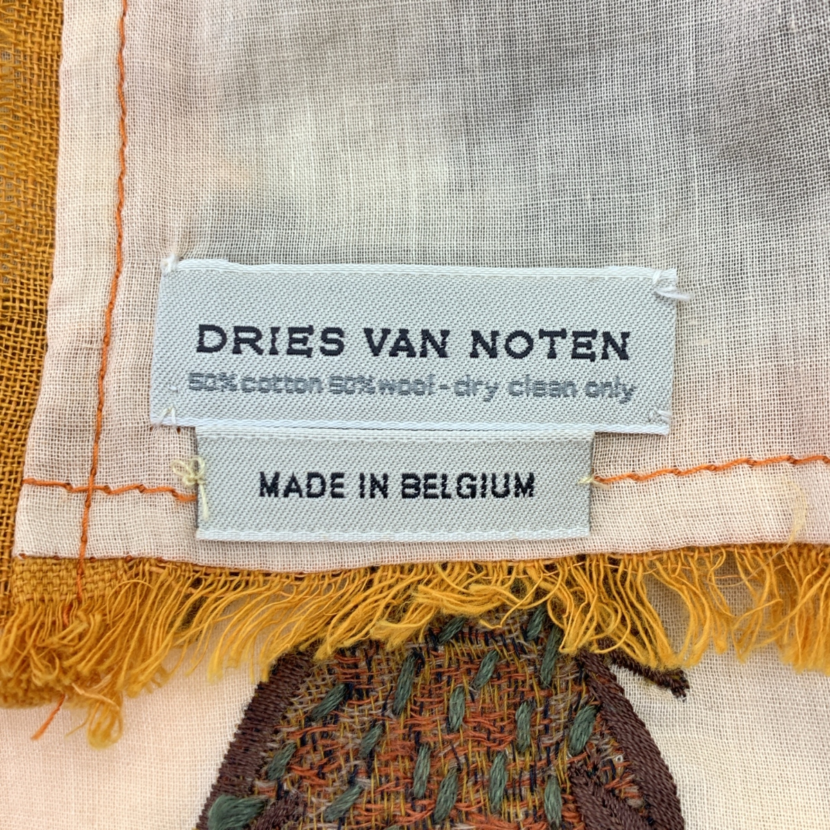 DRIES VAN NOTEN / ドリスヴァンノッテン ビジュー装飾 エンブロイダリー フリンジ 大判 ストール