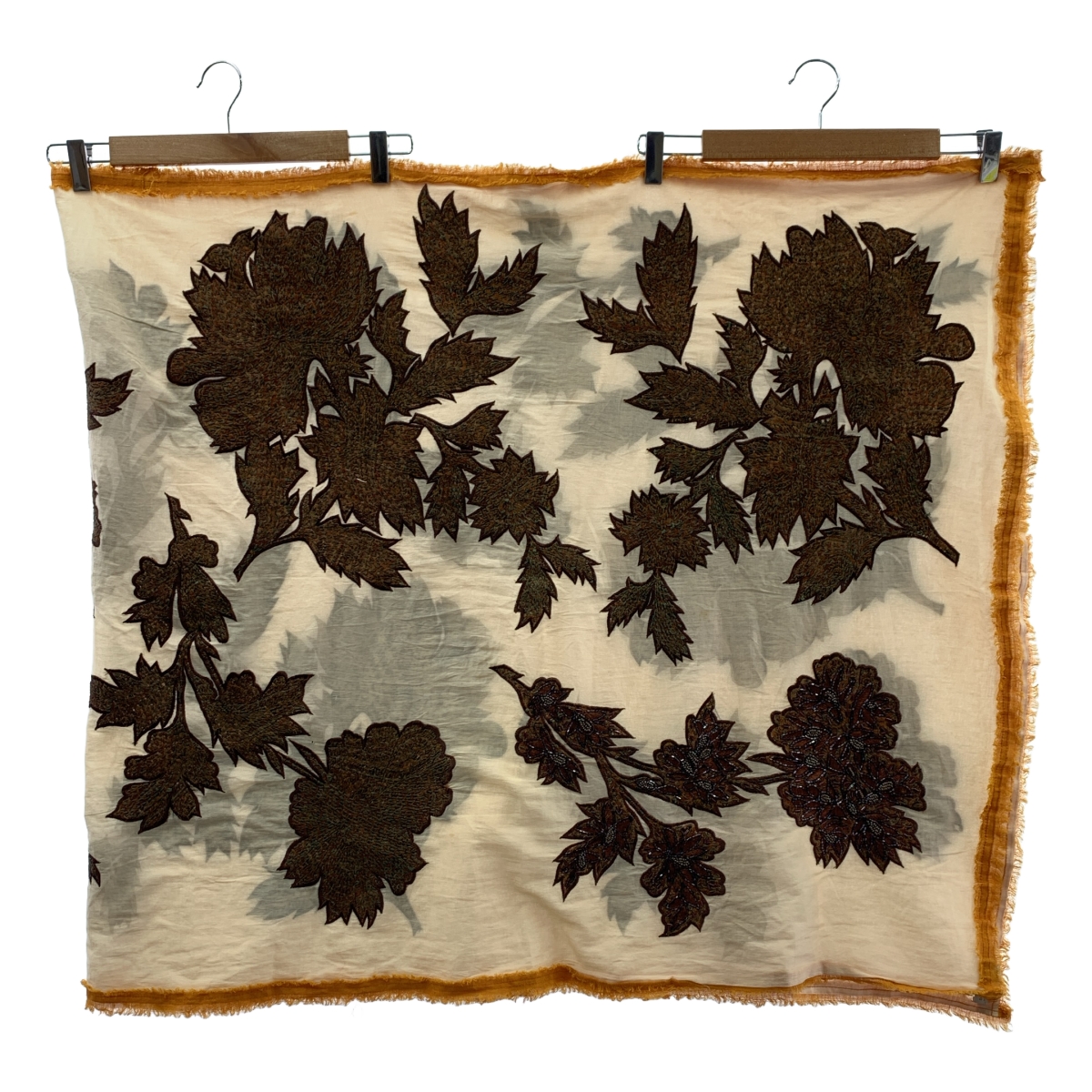 DRIES VAN NOTEN / ドリスヴァンノッテン ビジュー装飾 エンブロイダリー フリンジ 大判 ストール