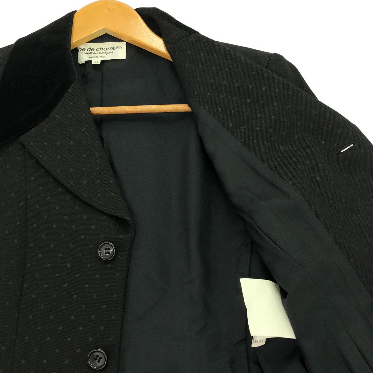 robe de chambre COMME des GARCONS / ローブドシャンブルコムデギャルソン ドット ベロア 切替 シングルブレスト ジャケット / 総裏地