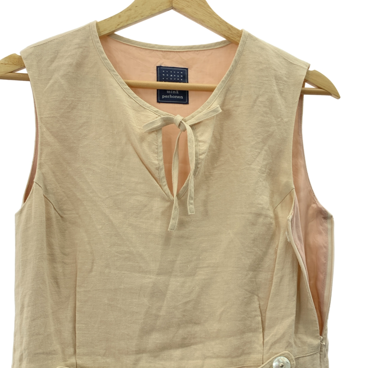 mina perhonen / ミナペルホネン bird リネン 刺しゅう ノースリーブワンピース