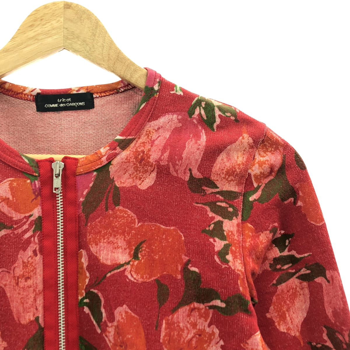 tricot COMME des GARCONS / トリココムデギャルソン コットン フローラルプリント ジップアップ カーディガン